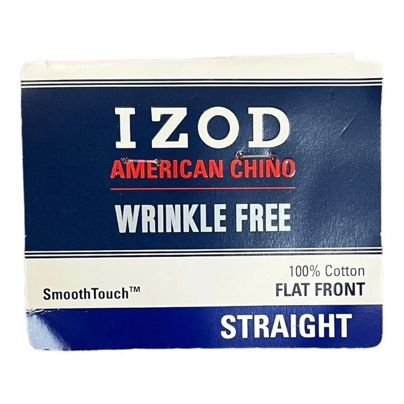 IZOD American Chino Flat Front Straight Pants Wrinkle‎ Free Men Size 33/32 NWT - Picture 6 of 10